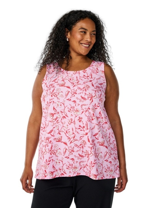 ZIZZI RÓŻOWY TOP BLUZKA W KWIATY 060D