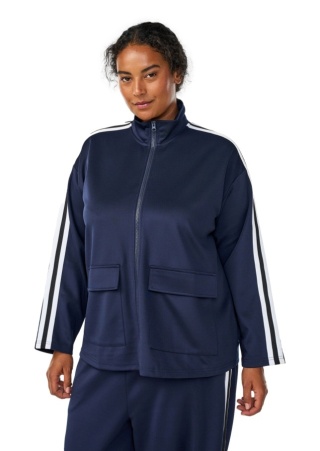 ZIZZI GRANATOWA SPORTOWA BLUZA KIESZENIE LAMPASY 273A