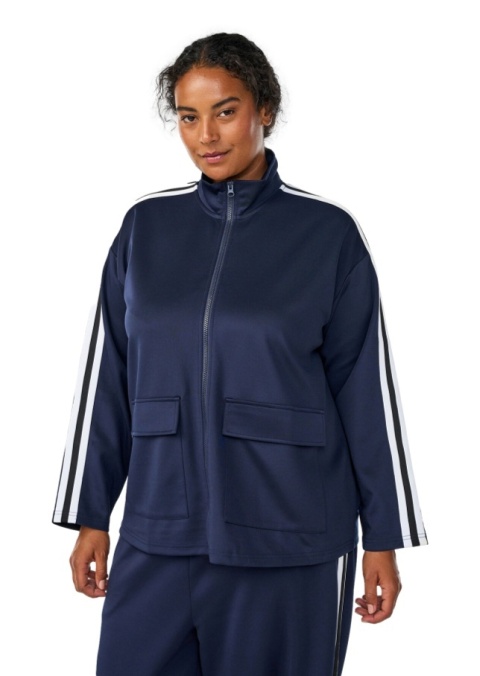ZIZZI GRANATOWA SPORTOWA BLUZA KIESZENIE LAMPASY 273A