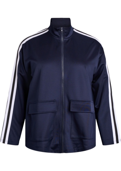 ZIZZI GRANATOWA SPORTOWA BLUZA KIESZENIE LAMPASY 273A
