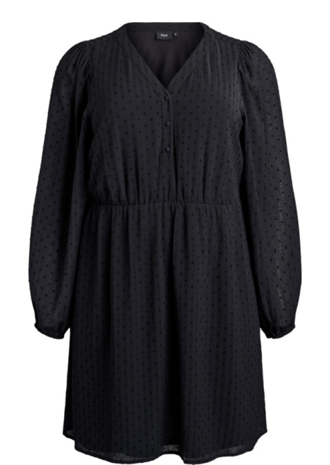 ZIZZI ELEGANCKA ODCINANA CZARNA SUKIENKA KROPKI 211B