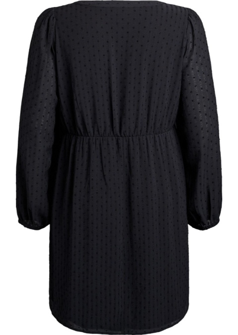 ZIZZI ELEGANCKA ODCINANA CZARNA SUKIENKA KROPKI 211B