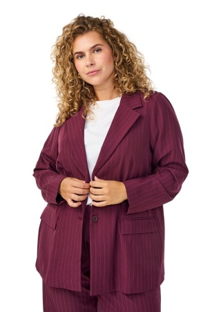 ZIZZI ELEGANCKA BORDOWA MARYNARKA PIONOWE PRĄŻKI 042C