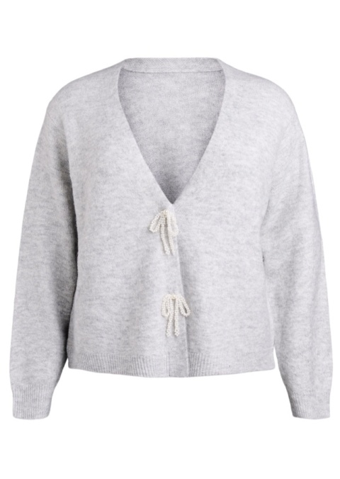 ZIZZI SZARY DZIANINOWY KARDIGAN SWETER KOKARDKI 408D