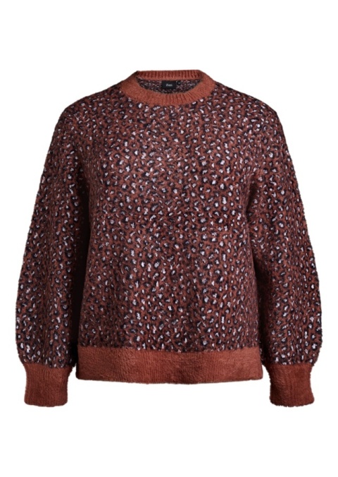 ZIZZI MIĘKKI BRĄZOWY SWETER W PANTERKĘ DZIANINA 513A