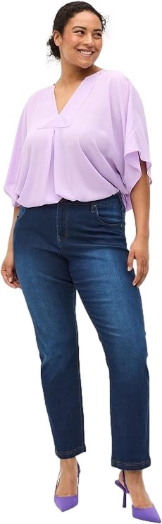 ZIZZI BLUE DENIM GRANATOWE PROSTE JEANSY LONG N86 305B