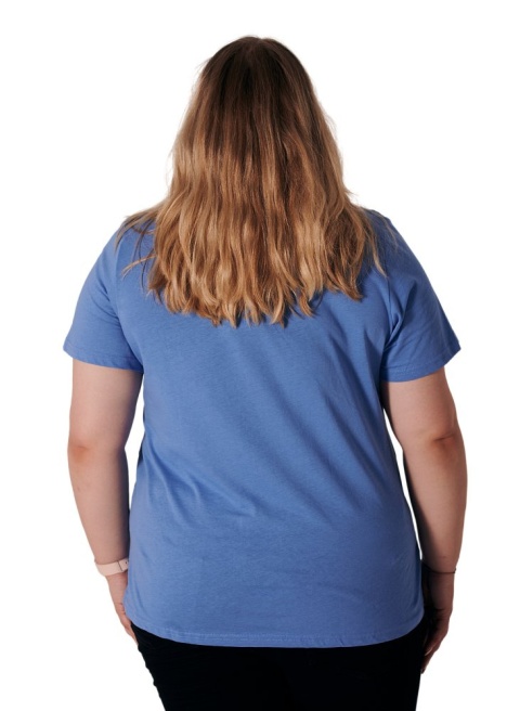 ZIZZI KLASYCZNY T-SHIRT Z NAPISEM BLUE BAWEŁNA PLUS SIZE 231C