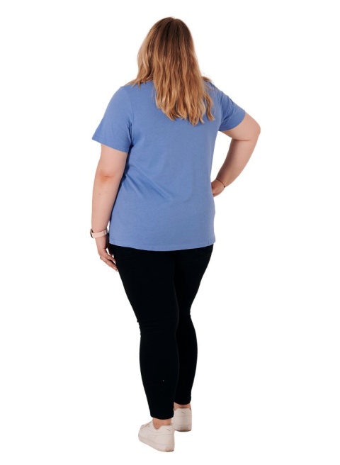 ZIZZI KLASYCZNY T-SHIRT Z NAPISEM BLUE BAWEŁNA PLUS SIZE 231C