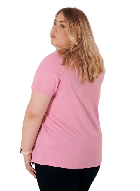 ZIZZI KLASYCZNY T-SHIRT Z NAPISEM PINK BAWEŁNA PLUS SIZE 231C