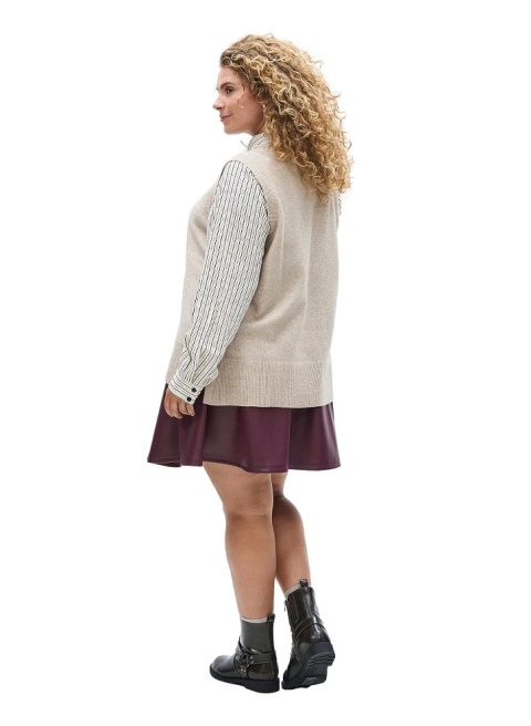 ZIZZI CIEPŁY BEŻOWY SWETER BEZRĘKAWNIK DZIANINA 473G