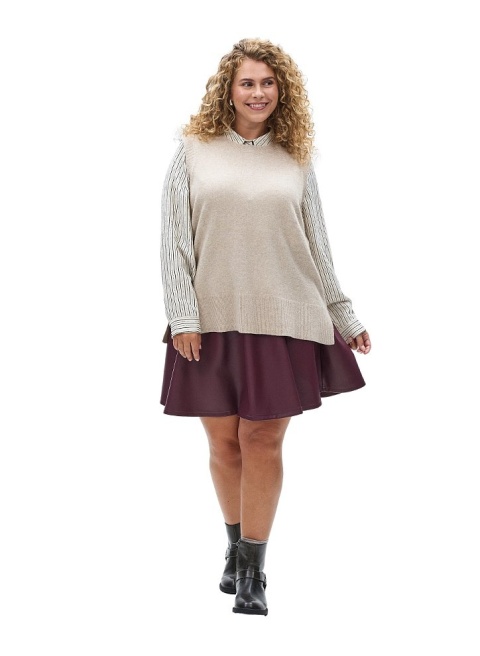 ZIZZI CIEPŁY BEŻOWY SWETER BEZRĘKAWNIK DZIANINA 473G