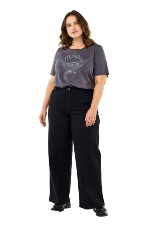 ZIZZI CZARNE SZEROKIE SPODNIE JEANSY W STAN N82 001E