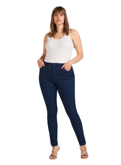 ZIZZI DARK BLUE SPODNIE GRANATOWE JEANSY RURKI N82 568A
