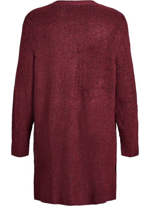 ZIZZI CIEPŁY DŁUŻSZY SWETER KARDIGAN CIEMNE BORDO 040C
