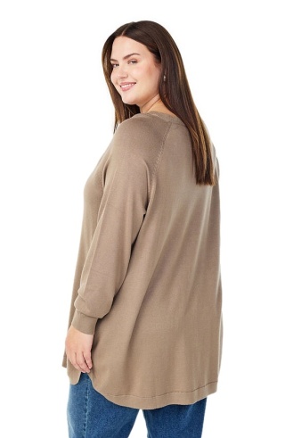 ZIZZI DZIANINOWA TUNIKA BLUZKA OVERSIZE BEŻOWY GUZIKI 480E