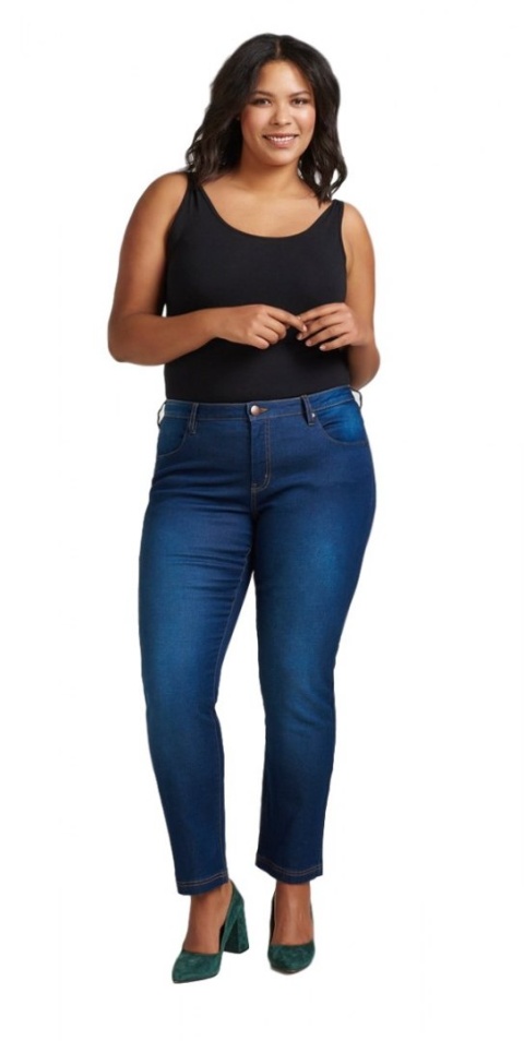 ZIZZI BLUE DENIM GRANATOWE PROSTE JEANSY N78 305B