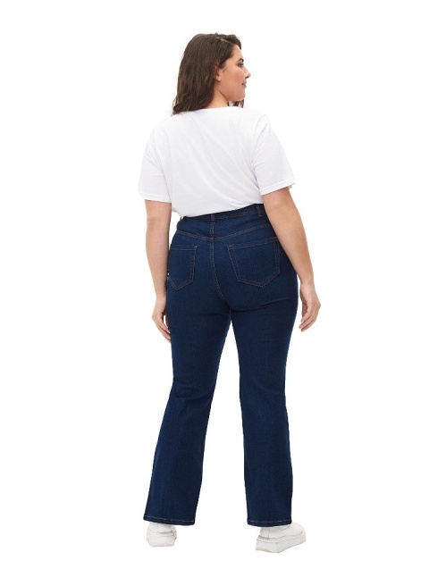 ZIZZI SPODNIE CIEMNONIEBIESKIE JEANSY BOOTCUT WYSOKI STAN 001C