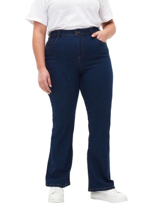 ZIZZI SPODNIE CIEMNONIEBIESKIE JEANSY BOOTCUT WYSOKI STAN 001C
