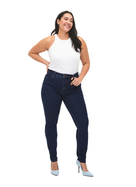 ZIZZI SPODNIE JEANSY SLIM FIT WYSOKI STAN GRANAT N82 019A