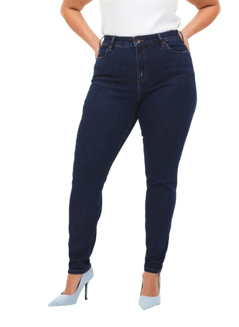 ZIZZI SPODNIE JEANSY SLIM FIT WYSOKI STAN GRANAT N82 019A