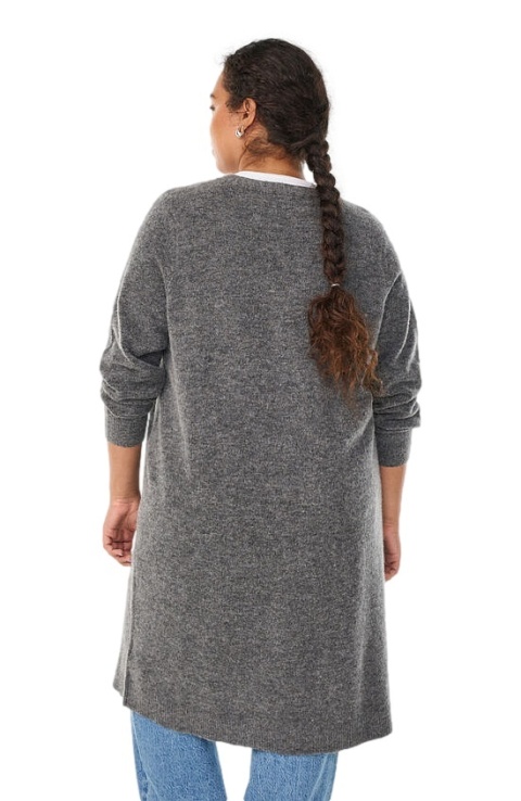 ZIZZI SZARY DŁUGI KARDIGAN SWETER KIESZENIE ALPAKA 530A