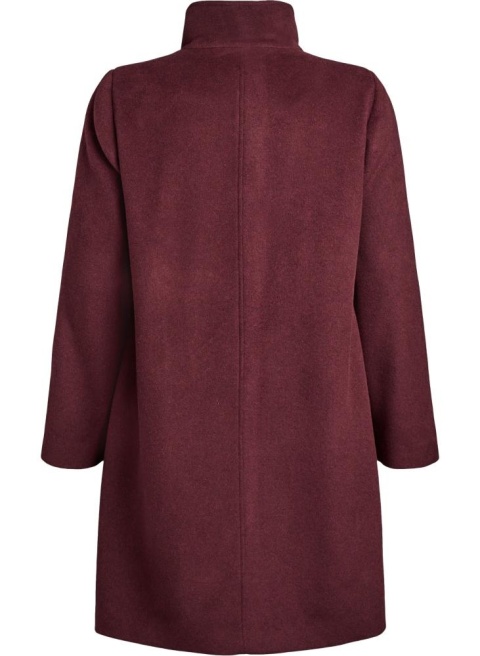 ZIZZI ELEGANCKI BORDOWY PŁASZCZ MIDI Z WEŁNĄ 526A