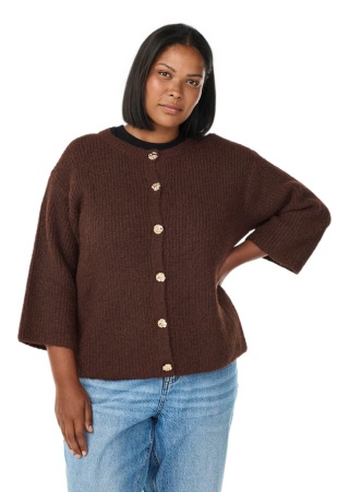 ZIZZI ELEGANCKI BRĄZOWY KARDIGAN SWETER DZIANINA 510C