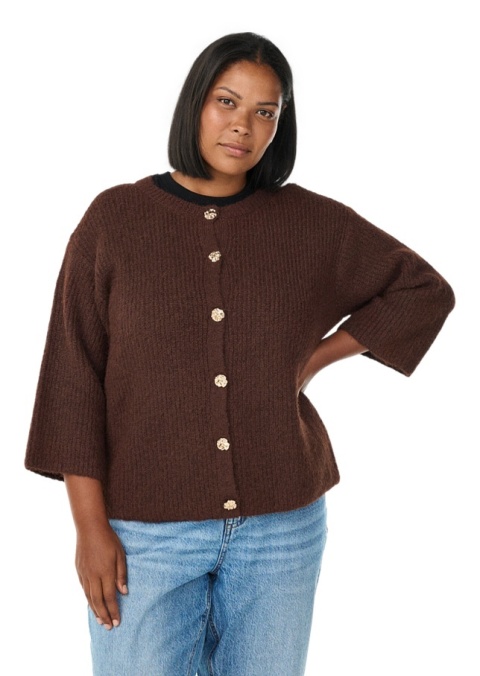 ZIZZI ELEGANCKI BRĄZOWY KARDIGAN SWETER DZIANINA 510C