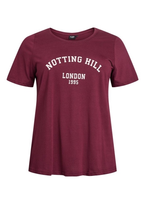 ZIZZI BORDOWA BLUZKA T-SHIRT NAPISY 002K