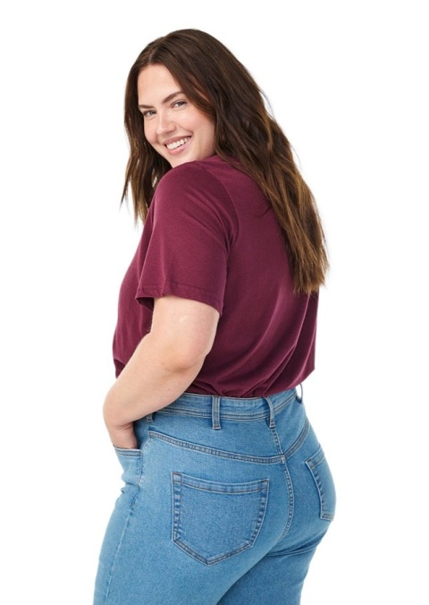 ZIZZI BORDOWA BLUZKA T-SHIRT NAPISY 002K