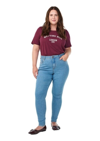 ZIZZI BORDOWA BLUZKA T-SHIRT NAPISY 002K