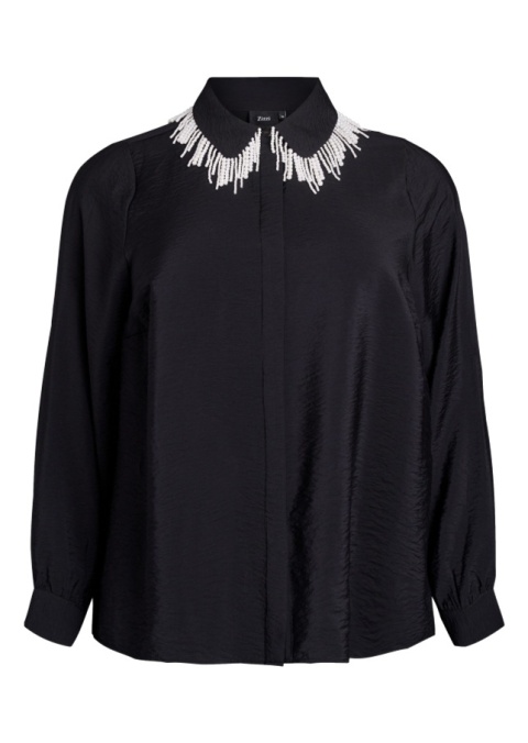 ZIZZI ELEGANCKA CZARNA KOSZULA PEREŁKI 641D