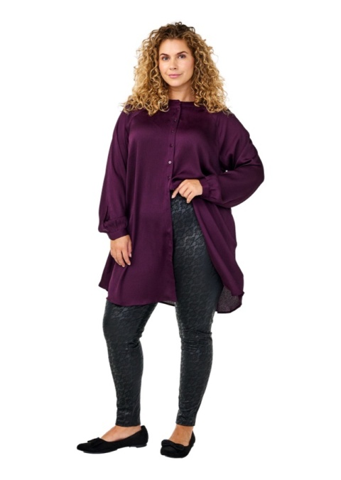ZIZZI ELEGANCKA FIOLETOWA TUNIKA KOSZULOWA 415C
