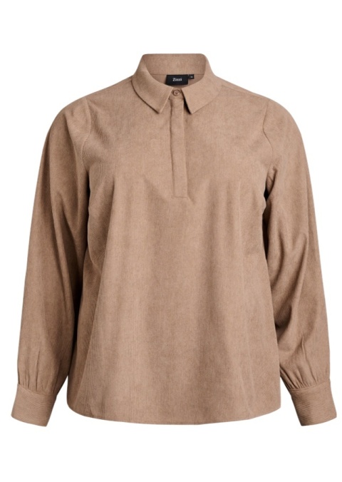 ZIZZI BRĄZOWA SZTRUKSOWA BLUZKA POLO 193C