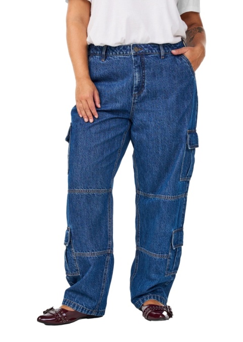 ZIZZI NIEBIESKIE SZEROKIE JEANSY CARGO 088N