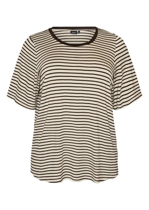 ZIZZI BEŻOWA BLUZKA T-SHIRT W PASKI 417B
