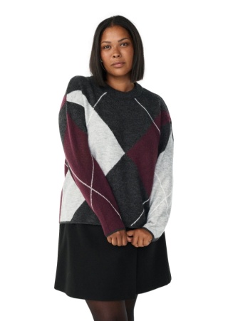 ZIZZI MODNY CIEMNOSZARY SWETER WZÓR 506H