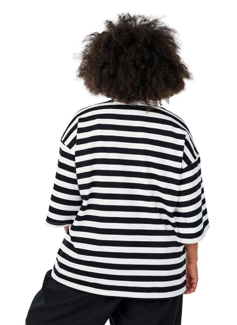ZIZZI BLUZKA W PASKI BIAŁA CZARNA OVERSIZE 640B
