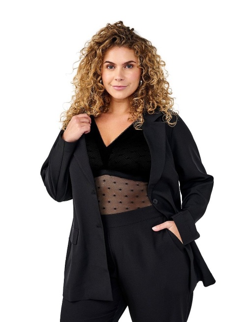 ZIZZI CZARNE BODY SIATECZKA W KROPKI 990A