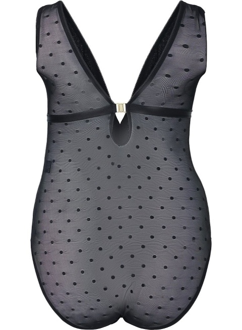 ZIZZI CZARNE BODY SIATECZKA W KROPKI 990A