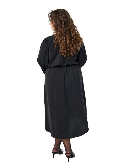 ZIZZI ELEGANCKA SUKIENKA MIDI CZARNA ODCINANA 542B