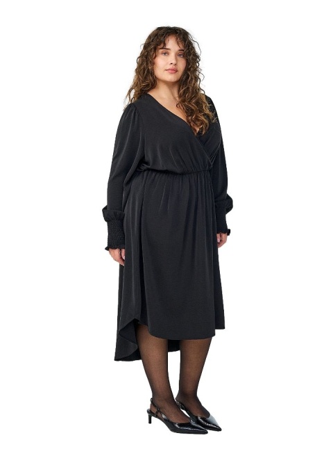 ZIZZI ELEGANCKA SUKIENKA MIDI CZARNA ODCINANA 542B