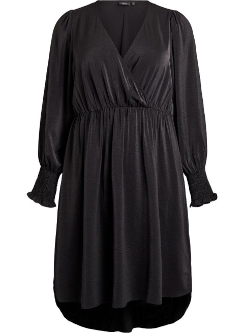 ZIZZI ELEGANCKA SUKIENKA MIDI CZARNA ODCINANA 542B