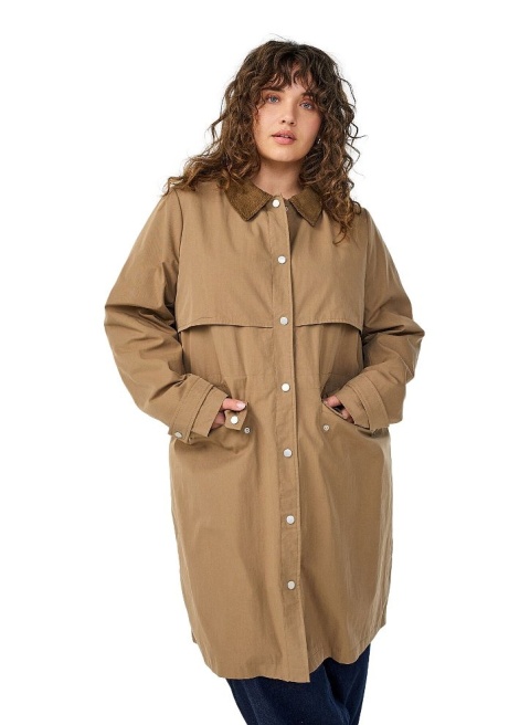ZIZZI ELEGANCKI DŁUGI PŁASZCZ PARKA BRĄZOWA 553A