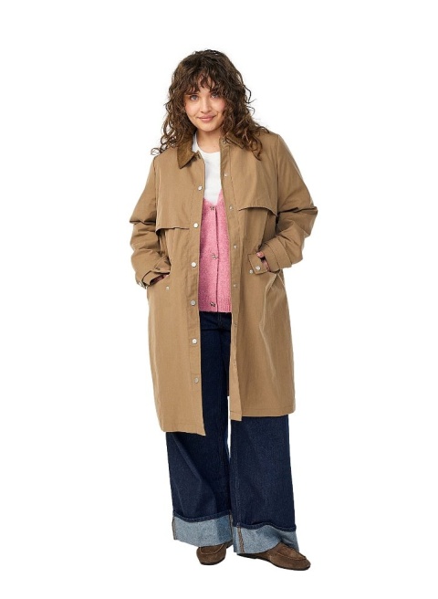 ZIZZI ELEGANCKI DŁUGI PŁASZCZ PARKA BRĄZOWA 553A