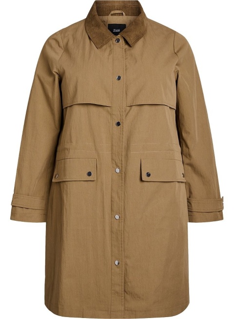 ZIZZI ELEGANCKI DŁUGI PŁASZCZ PARKA BRĄZOWA 553A