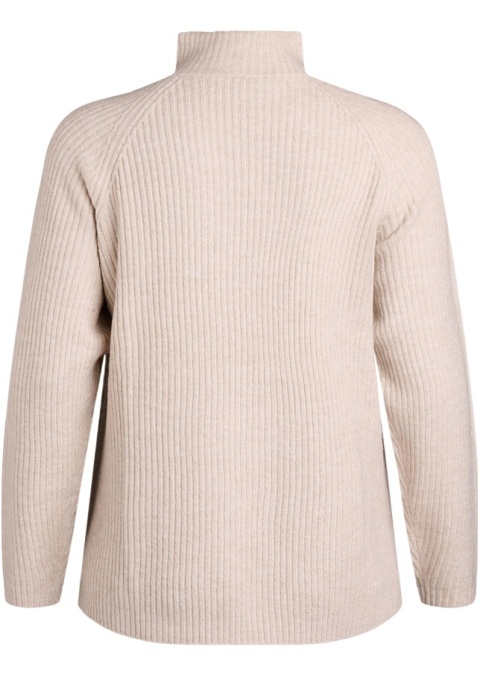ZIZZI BEŻOWY SWETER Z KOŁNIERZEM DZIANINA PRĄŻKOWANY 500C