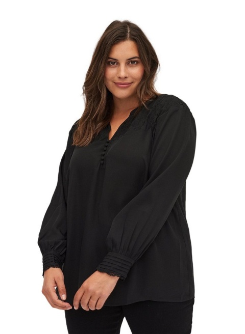 ZIZZI ELEGANCKA BLUZKA CZARNA HAFTY 067A