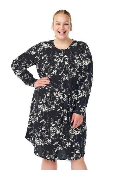 ZIZZI FANTASTYCZNA SUKIENKA CZARNA WIĄZANIE PRINT 000T