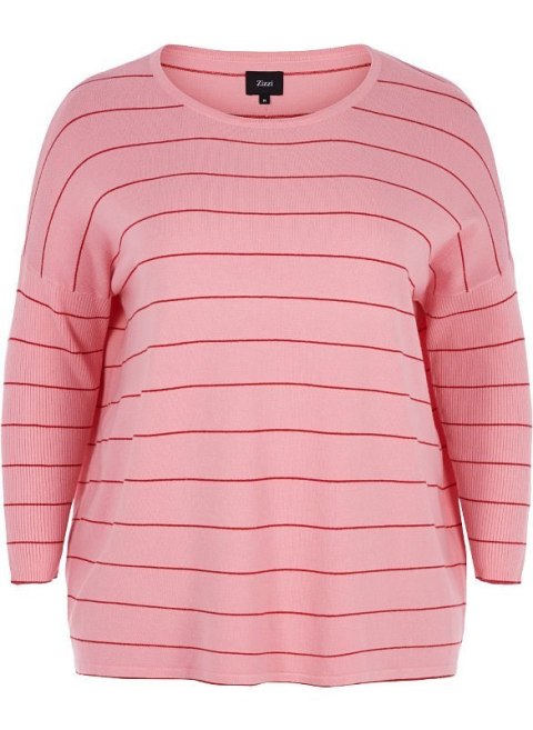 ZIZZI BLUZKA DZIANINA PASKI OVERSIZE RÓŻ 893C ZIZZI BLUZKA DZIANINA PASKI OVERSIZE RÓŻ 893C